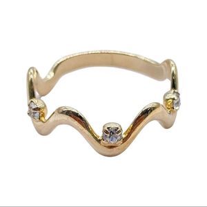 18k Gold Filled Three Zirconia Zig-Zag Stackable Ring